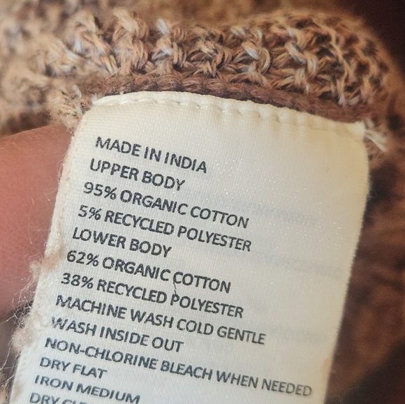 PrAna L Brown Crystal Beach Boho Bell Sleeve V-neck Knit Pocket Women's Sweater - Picture 10 of 12